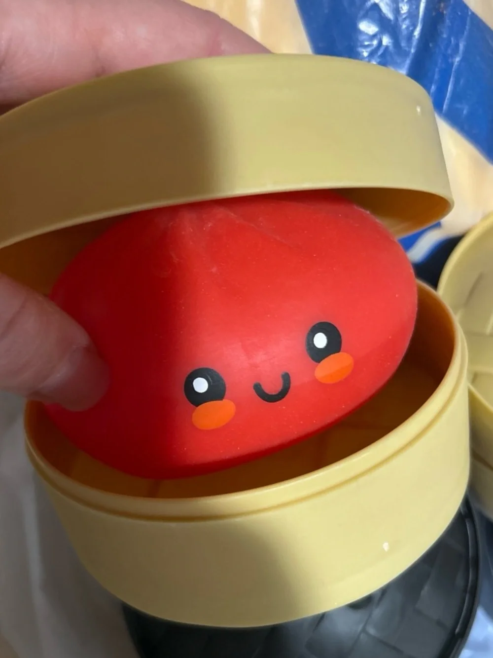 Cute Red Squishy Toy with Smiley Face for Kids